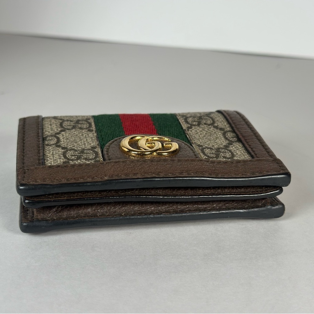 Authentic Gucci Brown GG Ophidia Compact Wallet Green and Red Web - Picture 7 of 12